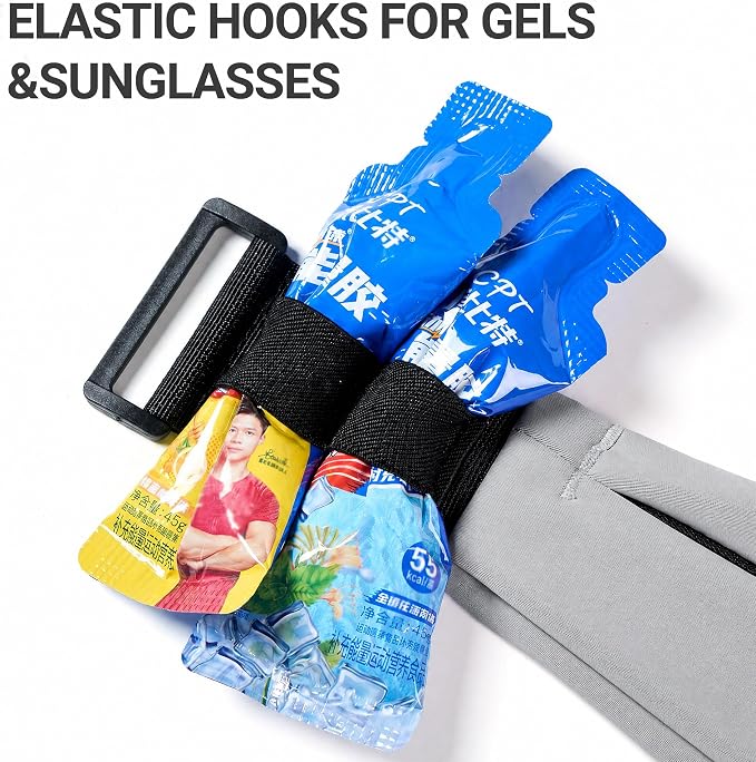 Running Belt Fanny Pack Men Women, Slim No-Bounce Waterproof Phone Holder | Adjustable Elastic Strap Fits 27-43" Hips, Detachable Race Bib Clips, Energy Gel & Sunglasses Loops, 3 IPX4 Pockets - Image 5