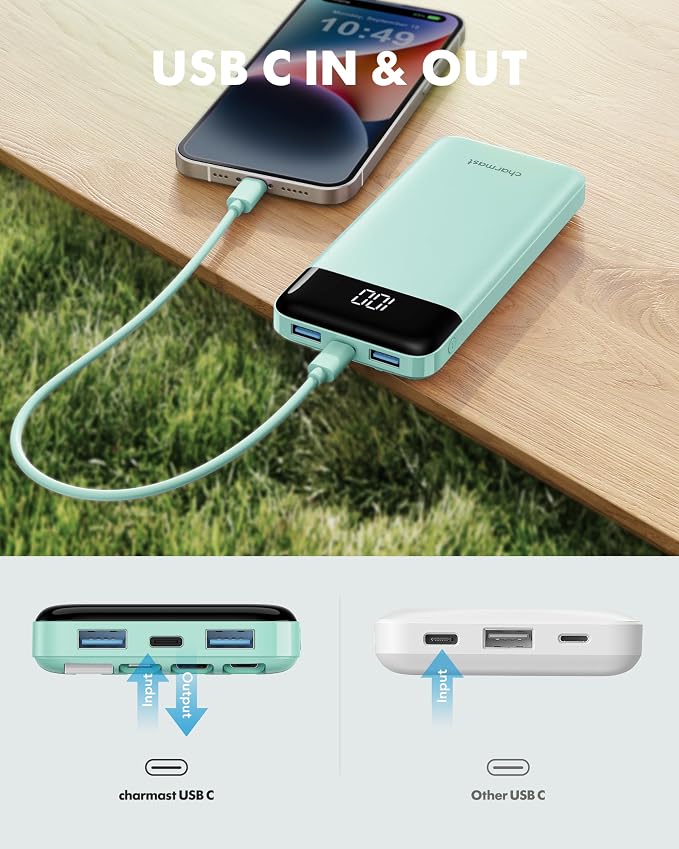 charmast 10000mAh Power Bank Portable Charger with 4 Built-in Cables | Reinforced for Durability,6 Outputs,3A Fast Charge,LED Display,TSA Compliant,Travel Must-Have,for Commuter,College Student - Image 8