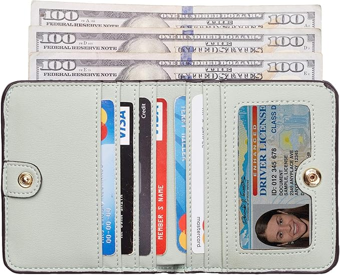 Toughergun Women’s Small Slim Leather Wallet with RFID Protection, Compact Bifold Mini Purse with Clear ID Window - Image 2