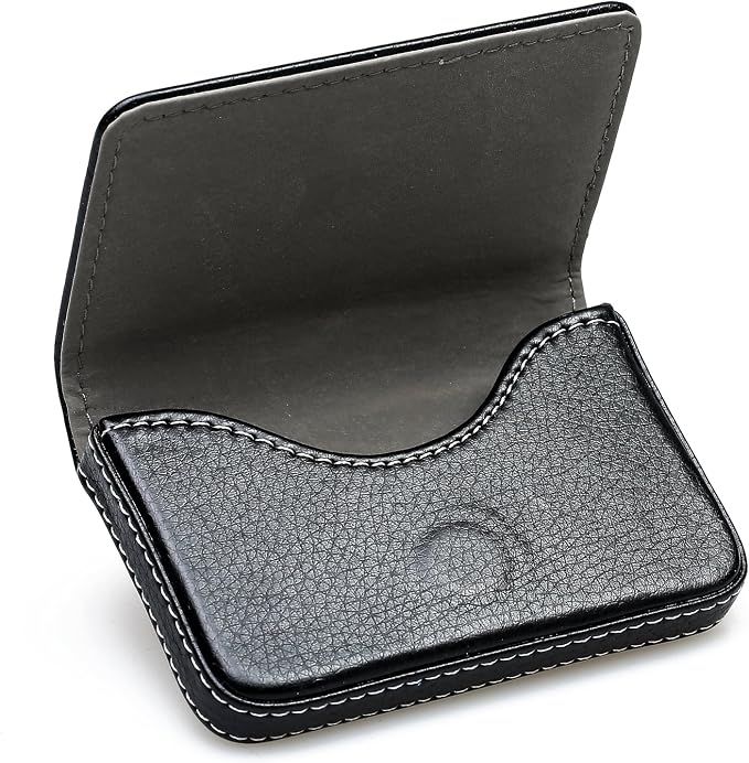 RFID Blocking Wallet - Minimalist Leather Business Credit Card Holder - Black - Image 2