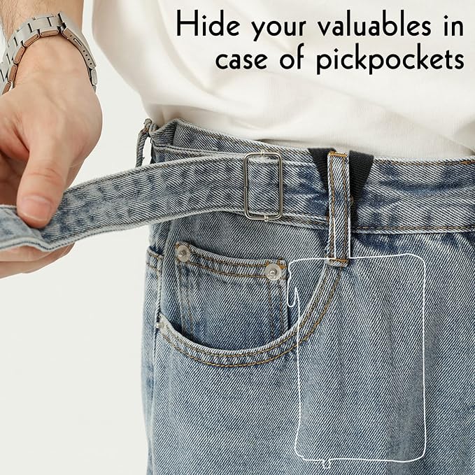 Travel Wallet with Hidden Safe Pocket, Passport Wallet with Metal Snap Button for Cash, Credit Cards and Travel Documents, Money Belt for Travel Women and Men Hidden - Image 5
