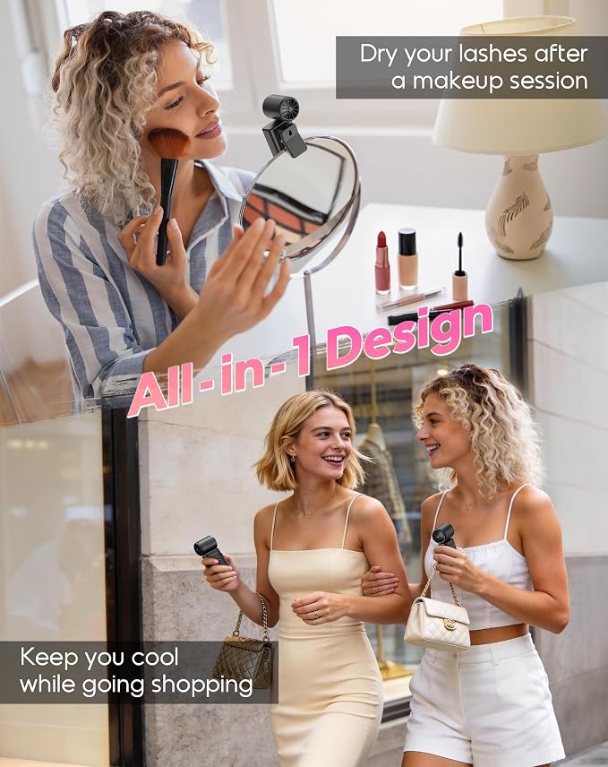 Clip-On Portable Fan for Strollers, 13500RPM Mini Handheld Turbo Travel Fan | Rechargeable 360° Rotatable, LED Display, 4 Gear High Speed Turbo, Travel Cruise Concert Office Makeup Ideal, Women Men Gifts - Image 4