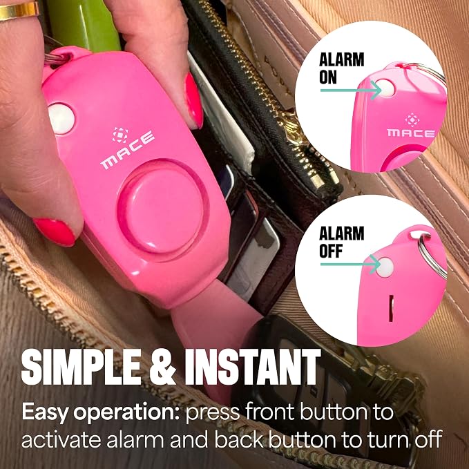 Mace Personal Safety Alarm - Loud 130db Siren, Built in Emergency Whistle, Easy On/Off Push Button Activation, Batteries Included, Personal Alarm for Women & Men - Neon Pink - Image 5
