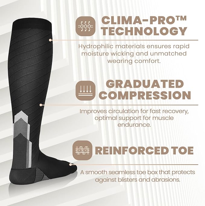 NEWZILL Medical Compression Socks for Women & Men, 20-30 mmHg Knee-High Support for Circulation, All-Day Comfort for Work Travel Running Cycling and Fitness - Image 2