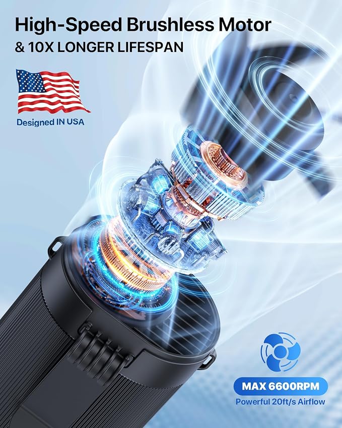 2026 AI Portable Waist Fan, 4-Speed Clip on Personal Fan, Up to 25H Wearable Belt Fan, 4-in-1 Cooling Lightweight Hands-Free Neck Shirt Fan Gift for Camping, Outdoor, Jobsite - Image 3