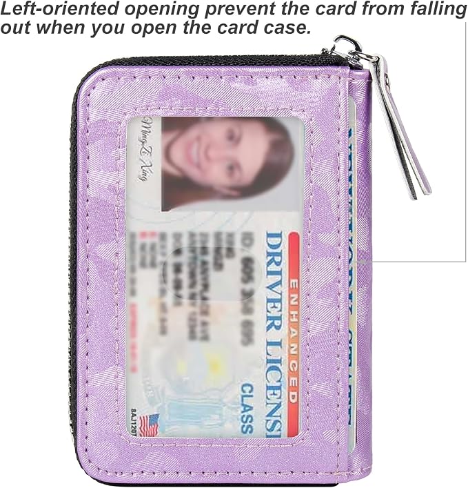 Credit Card Wallet, RFID Card Case Wallet, Zipper Card Cases Holder for Men Women, RFID Blocking, KeyChain Wallet, Compact Size Card Organizer Case for Women - Image 2