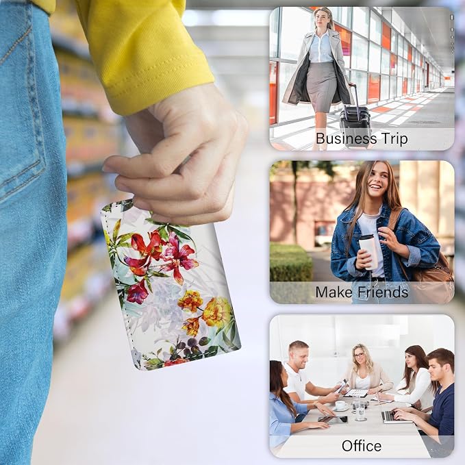 Business Card Holder，PU Leather Business Card Case Color Printing Pattern Card Holder Wallet，Pockets Magnetic Credit Card Holders for Men and Women - Flamingo - Image 7
