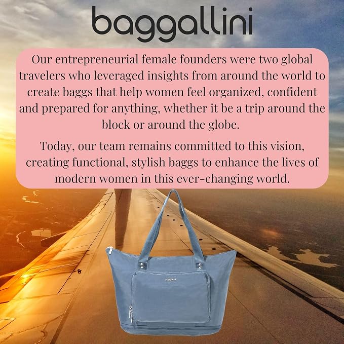 Baggallini Carryall Expandable Lightweight Travel Tote 22" Packable Folding Compact Nylon Washable Weekender w/Luggage Sleeve - Image 7
