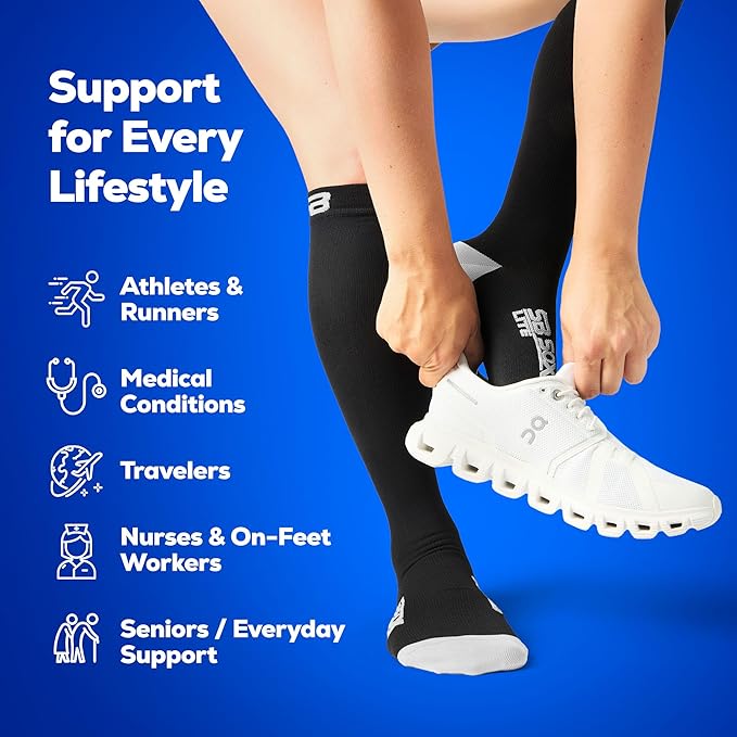 SB SOX Compression Socks for Men & Women (15-20mmHg) | Best Compression Socks for Flying, Medical, Sports, Wide Calf Fit, Pregnancy, and Daily Wear - Image 4