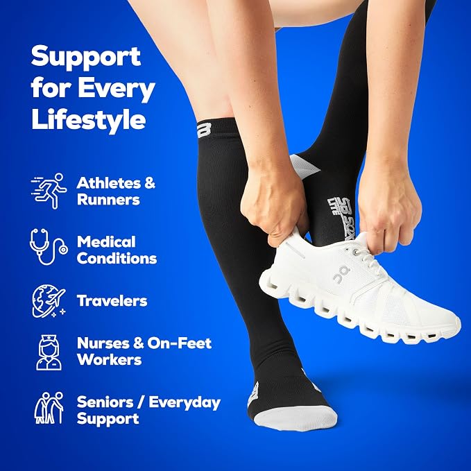 SB SOX Compression Socks for Men & Women (15-20mmHg) | Best Compression Socks for Flying, Medical, Sports, Wide Calf Fit, Pregnancy, and Daily Wear - Image 4
