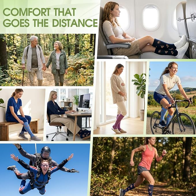 LEVSOX Wide Calf Compression Socks for Women&Men Plus Size 15-20mmHg Knee High Large Support Stockings for Circulation - Image 2