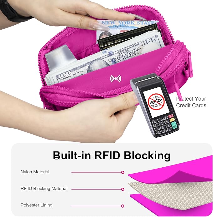 FODOKO Wristlet wallets for Women RFID crossbody bags with 4 Zippers | Checkered quilted nylon with credit card slots, cell phone organizer, and coin purse for travel and everyday carry - Image 6