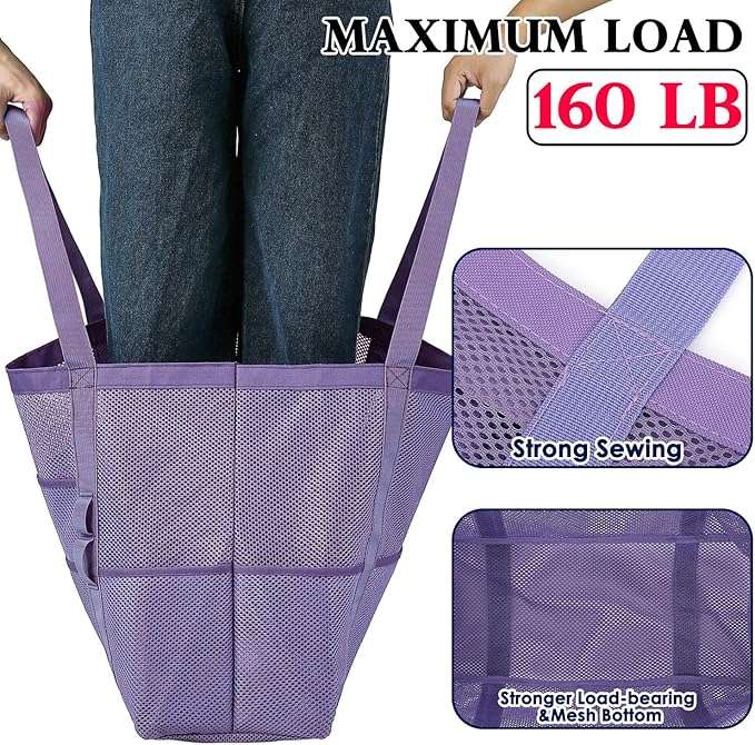 Fammart Mesh Beach Bag for Women, Large Beach Toy Pool Bag with Zipper Pocket, SandProof Cruise Essentials 2026 Family Travel - Image 6