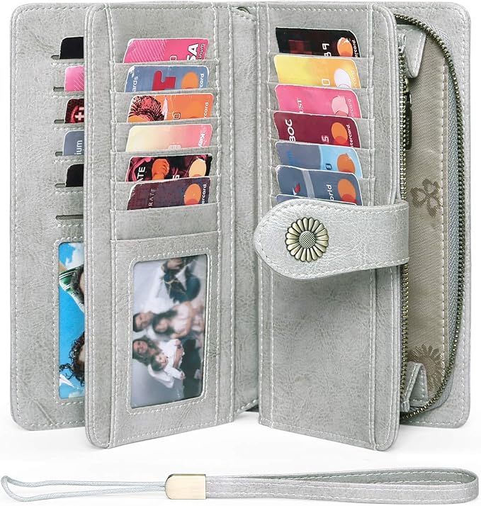 Wallets for Women Trifold Wristlet Wallets Large Capacity RFID Blocking Ladies Purse Credit Card Holder - Image 2