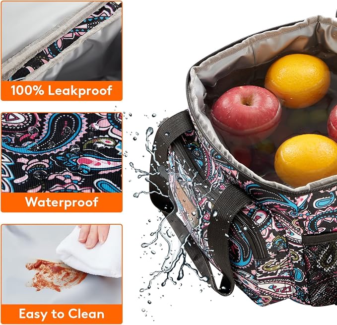Lifewit Medium Lunch Bag, Insulated Lunch Box, Soft Cooler Cooling Tote for Adult Men Women, Paisley 12-Can (9L) - Image 5