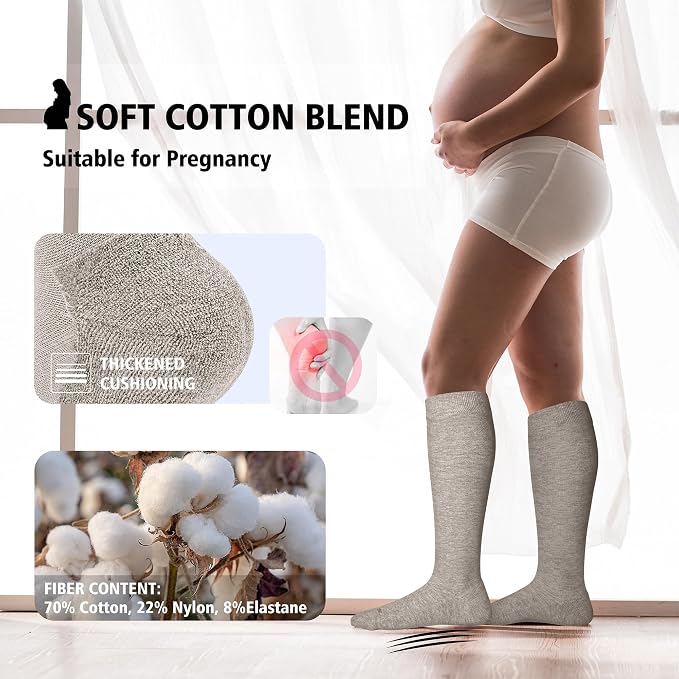 LEVSOX Cotton Compression Socks for Women&Men 20-30mmHg Knee High Cute Support Sock for Nurses Pregnancy Travel - Image 4