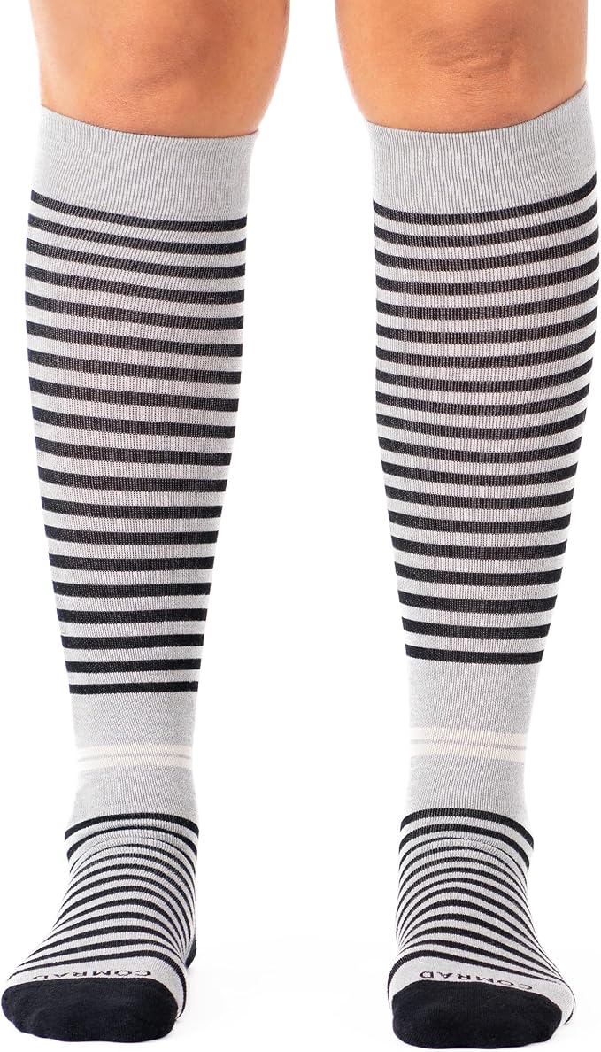 Premium Cotton Knee High Socks - 15-20mmHg Graduated Compression Socks - Soft & Breathable, Unisex by Comrad
