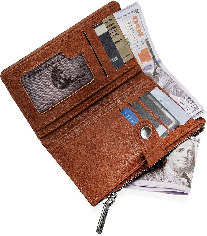 Wrangler Wallet for Women Bifold Card Holder with Zipper and ID Window - Image 4