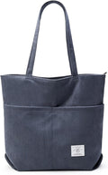 KALIDI Women Corduroy Tote Bag Zipper Casual Tote's Handbag Big Capacity Shoulder Bag with Pockets by KALIDIFANCYFOREST