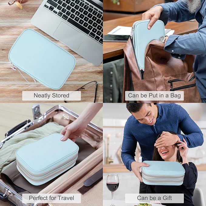 FYY Electronic Organizer, Travel Tech Pouch Bag, Large, Mint Green | Wrist Strap, Waterproof, Double Layers Portable Electronics Travel Carrying Case for Cord, Charger, Daily Business Trips Use - Image 7