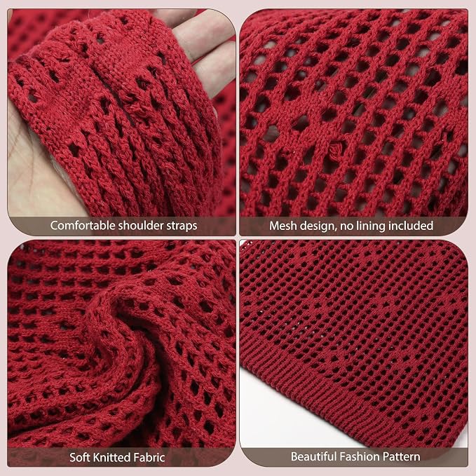 Sightor Crochet Tote Bag, Mesh Beach Bag Knit Summer Hobo Bag for Women | Beach Tote bag Vacation Outfits Aesthetic Boho Bag - Image 4