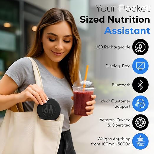 Portable Food Scale with Nutritional Calculator. Rechargeable Travel Size for Weight Loss, Nutrition, Calories, Diabetes, Meal Prep - Pocket Digital Kitchen Scales - Free GOURMETMILES App - Image 2
