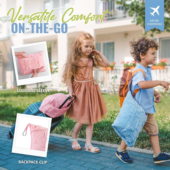 Travel Toddler Blanket for Airplane, Car - Soft Kids Throw Blanket for Daycare - Pillow for Girls, Boys with Backpack Clip, Luggage Sleeve - Image 4