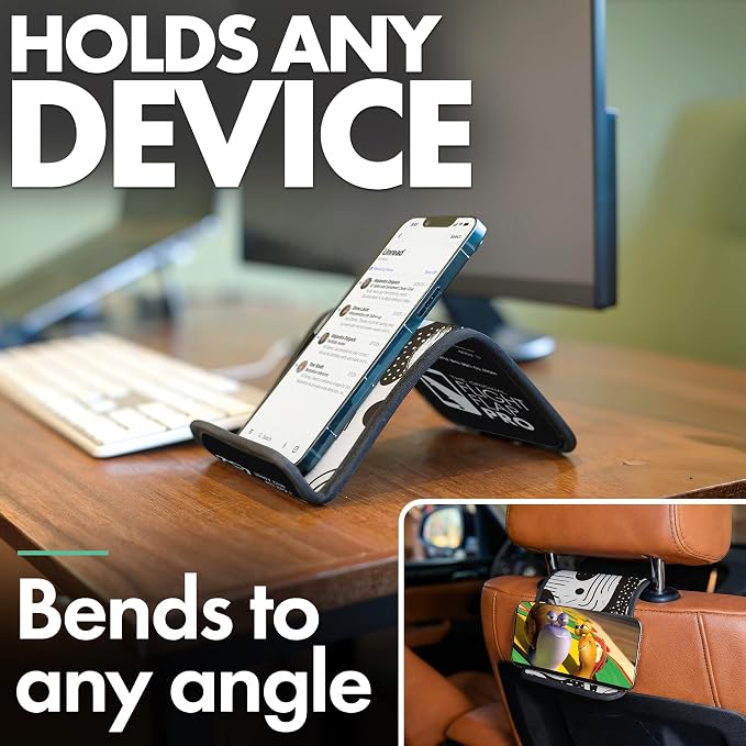 Airplane Phone Holder - Foldable Phone Stand for Plane Travel | Aluminum Build, 9 x 5 in. Boho Black, Tabletop Mount Desk, Plane Tray Seat back, Treadmill, Fits iPhone Cell Phone - Image 7