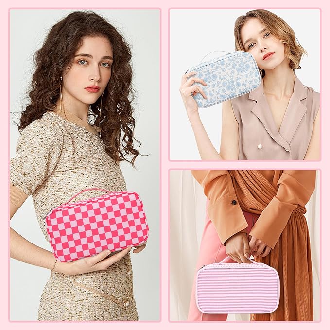 Relavel Small Makeup Bag, Cute Travel Cosmetic Bag, Rose Red | Dual-Layer Make Up Bags, Portable Toiletry Storage for Girls, Waterproof Makeup Organizer for Gym, Camping, Trip, Daily Use - Image 5