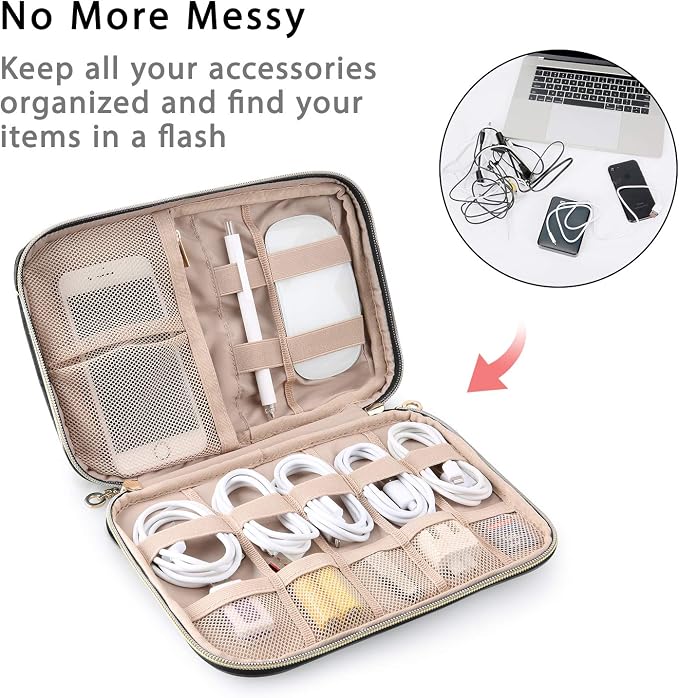 BAGSMART Large Electronics Travel Organizer Case for Wome, Polyester, Black | Cord Organizer, Cable Organizer Bag, Travel Tech Organizer, Travel Accessories for Women - Image 2