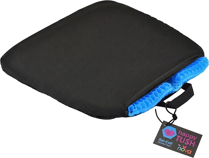 NOVA Happy Tush Extra Wide Gel Cell Seat Cushion, Double-Layer Pressure-Relief Gel, Foldable & Portable, Water-Resistant, Washable Non-Slip Cover, Home, Office & Travel by NOVAMedicalProducts