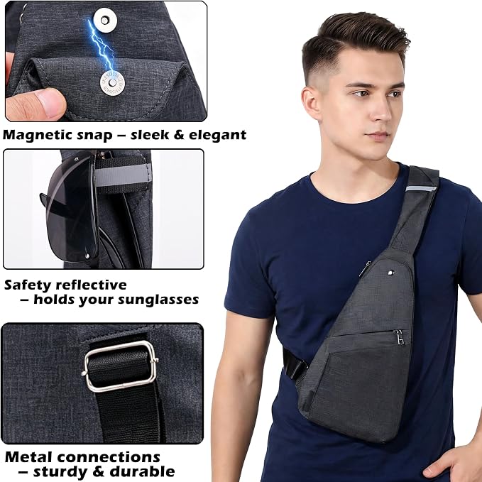 Slim Anti Theft Sling Bag Small Travel Pack Pickpocket Proof Crossbody Bag | Anti Theft One Shoulder Bag Flat Anti Pickpocket Bag Travel Pouch Passport Bag Secure Purses for Men Women lightweight - Image 6