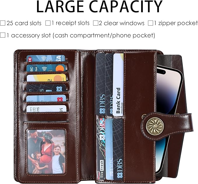 Travelambo Women's Wallet RFID Blocking Trifold Clutch Large Capacity Credit Card Holder Travel Purse - Image 3