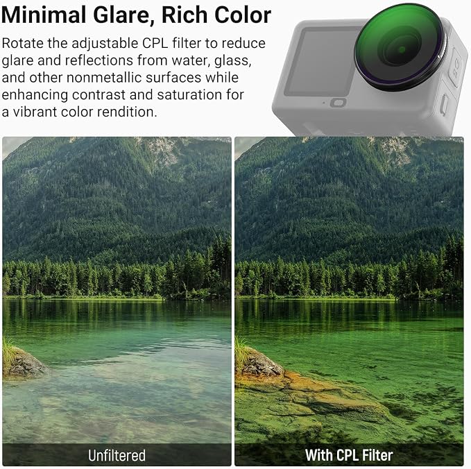 NEEWER CPL ND Filter Set Compatible with DJI Osmo Action 6 Only, Snap On 4 Pack ND8/16/32 Adjustable Circular Polarizing Lens Filters Multicoated Action Camera Photography Accessories with Lens Cap - Image 3