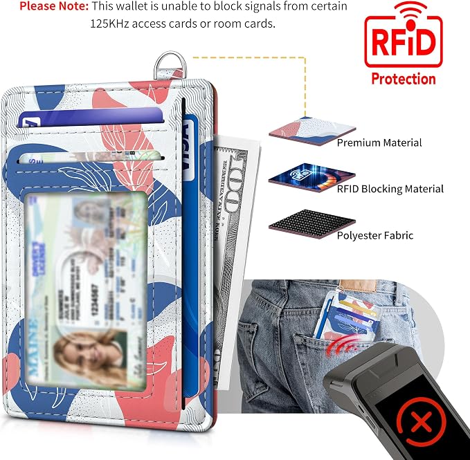 Mayski Slim Wallet, Credit Card Holder for Women, Minimalist Front Pocket RFID Blocking Card Cases, Small Wallet Women Men(Leaves1) - Image 4