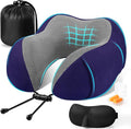 CloudBliss Neck Pillow for Airplanes, Memory Foam Travel Pillow, Navy | Compact Flight Pillow with Eye Mask, Earplugs, Carry Bag, Travel Neck Pillow for Long Flight Sleep, Plane Travel Essentials by CloudBliss