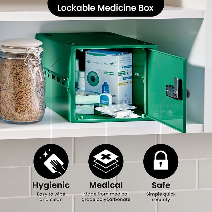 Lockabox One™ | Premium Medicine Lock Box | Medium Medication Lock Box With Code For Medicines, Vitamins & Supplements | External Size 12 x 8 x 6.6 inches (Medi Green) - Image 6