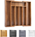Bellsal Acacia Silverware Organizer Kitchen Drawer Organizer Expandable Bamboo Utensil Holder Cutlery Tray for Kitchen Utensil and Flatware Bedroom Office by Bellsal