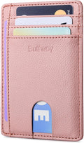 Buffway Slim Minimalist Front Pocket RFID Blocking Leather Wallets for Men and Women - Lichee Pink by Buffway