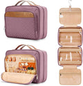 Travel Hanging Toiletry Bag for Women, with Jewelry Organizer Compartment, Medium Waterproof Hanging Makeup Accessories, Cosmetic Essentials, Toiletries Dopp Kit Set with Trolley Belt, Dark Purple by COOSKY