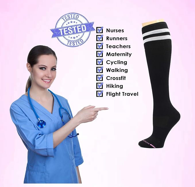 Dr. Motion 3 Pairs Therapeutic Graduated Compression Women's Knee-hi Socks - Image 6