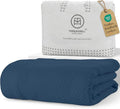 Threadmill Cotton Queen Blanket, Herringbone, Folkstone Blue, 90x92 in | 100% Cotton, Herringbone Pattern, 90x92 in, Breathable, Moisture-Wicking, All-Season, OEKO-TEX Certified, Machine Washable by ThreadmillHomeLinen