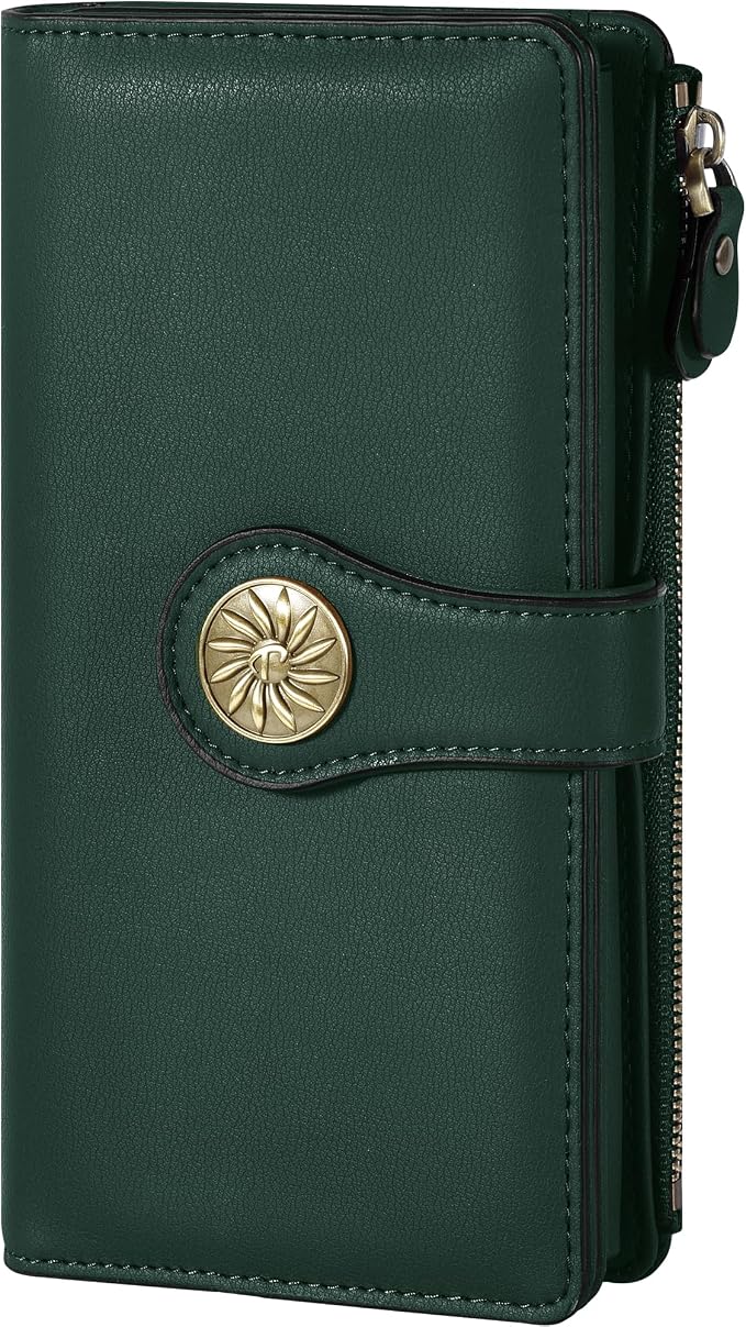 Travelambo Women's Wallet RFID Blocking Trifold Clutch Large Capacity Credit Card Holder Travel Purse by Travelambo