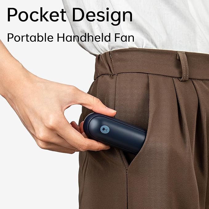 JISULIFE Portable Handheld Fan, 3 In 1-Fan, Power Bank, Flashlight, Blue | Mini Cooling Essential for Outdoor, Small, On-the-Go Pocket Hand Design, 19 Hours, Auto Shut-Off Safety Soft Blade - Image 2
