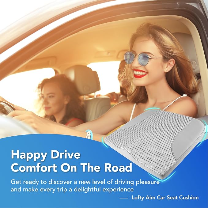 Lofty Aim Car Seat Cushion, Car Seat Pillow, Automotive Cushion | Memory Foam Car Seat Cushion for Long Driving, Butt Pillow for Pain Relief, Driver Seat Cushion for Car, Truck, Office, Gray - Image 2
