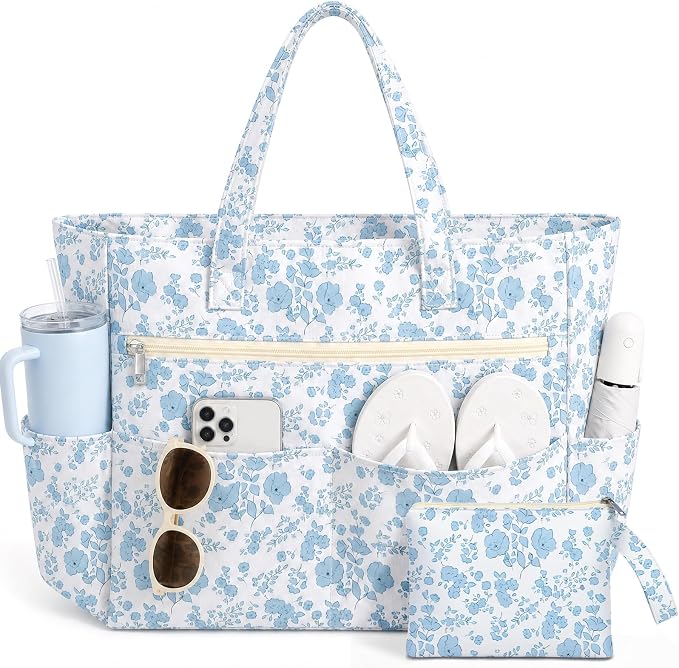 Large Beach Bags for Women, Waterproof Sandproof Beach Tote Bags Swim Pool Bags with Zipper & Wet Pocket Family by Unknown