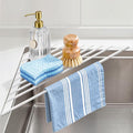 Ohuhu Corner Sink Strainer, Sponge Holder for Kitchen Sink Organizer - Silicone Wrapped Steel Anti Slip Rust Triangle Over the Sink Roll-UP Dish Drying Rack Caddy Kitchen Sink Accessories by Ohuhu