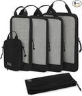 6 Set/ 4 Set/ 2 Set Compression Packing Cubes Travel Essentials Lightweight Nylon Luggage Suitcase Organizer Bag Black 6PCS by HynesEagle