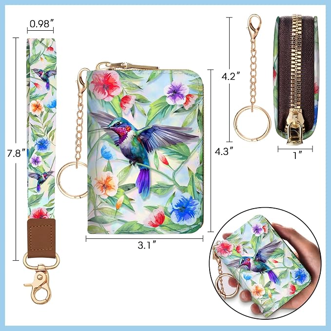 Blusabaca Women Credit Card Holder, Small RFID Wallet with Wristlet Strap | Removable Keychain, Case with Zipper, Vegan PU Leather, Cash Coin Pocket, Business Accordion Purse, Ladies Female Gift - Image 6