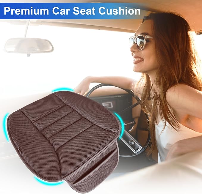 Lofty Aim Car Seat Cushion for Driving, Memory Foam Driver Seat Cushion | Car Seat Cushion for Long Driving, Automotive Seat Cushion for Pain Relief, Car Seat Pillow Fits Vehicles, Office, 4D Brown - Image 2
